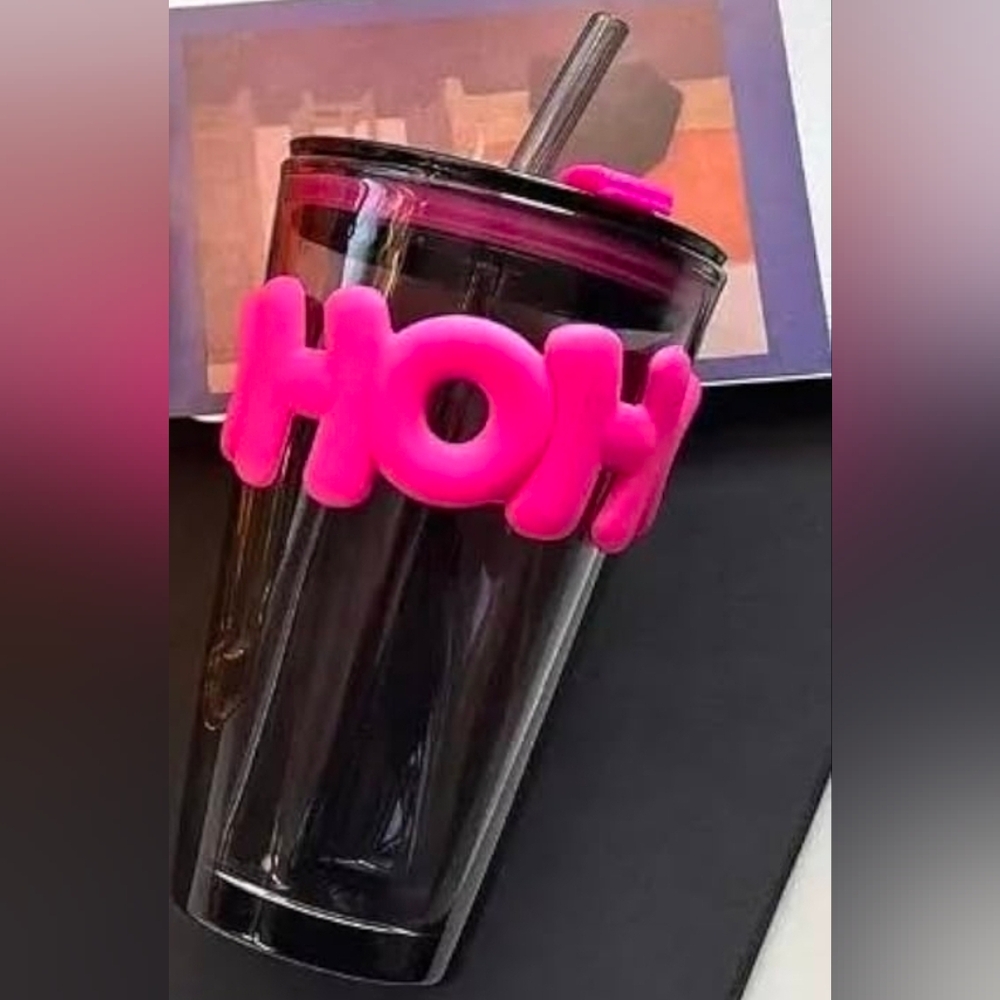 Glass HOHO HOTT PINK Drinking Cup
